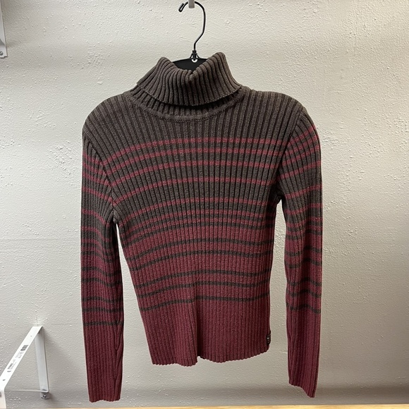Vintage Y2K Calvin Klein Jeans Sweater Womens M Striped Rib Turtleneck Pullover - Picture 1 of 15